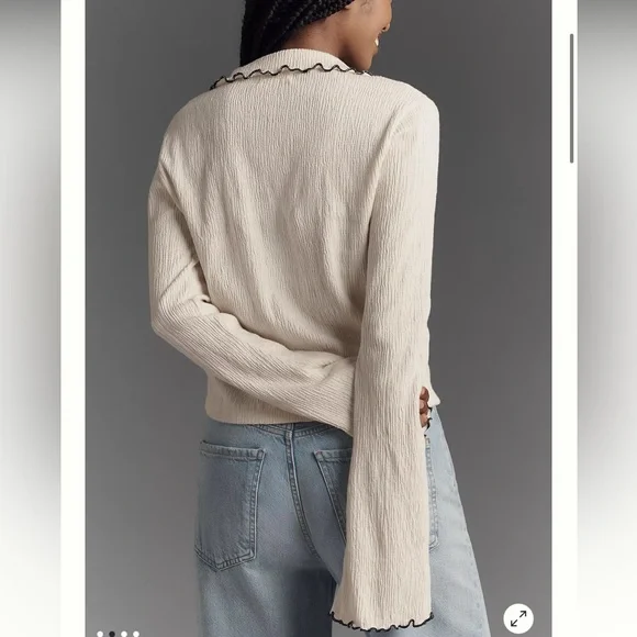 Anthropologie Nation Los Angeles Daisy Oversized Collar Button-Front Top - Picture 3 of 12